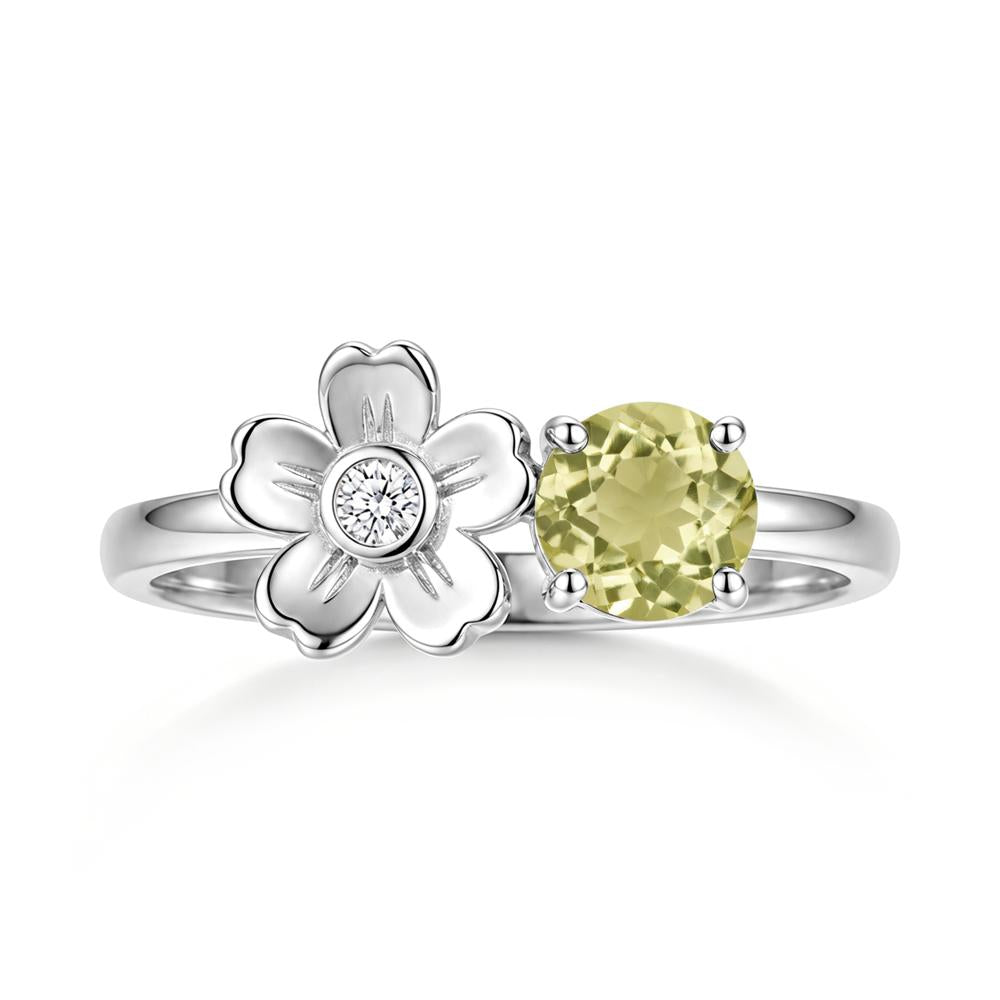 Round Shaped Morganite Flower Ring - LUO Jewelry #gemstone_Lemon Quartz