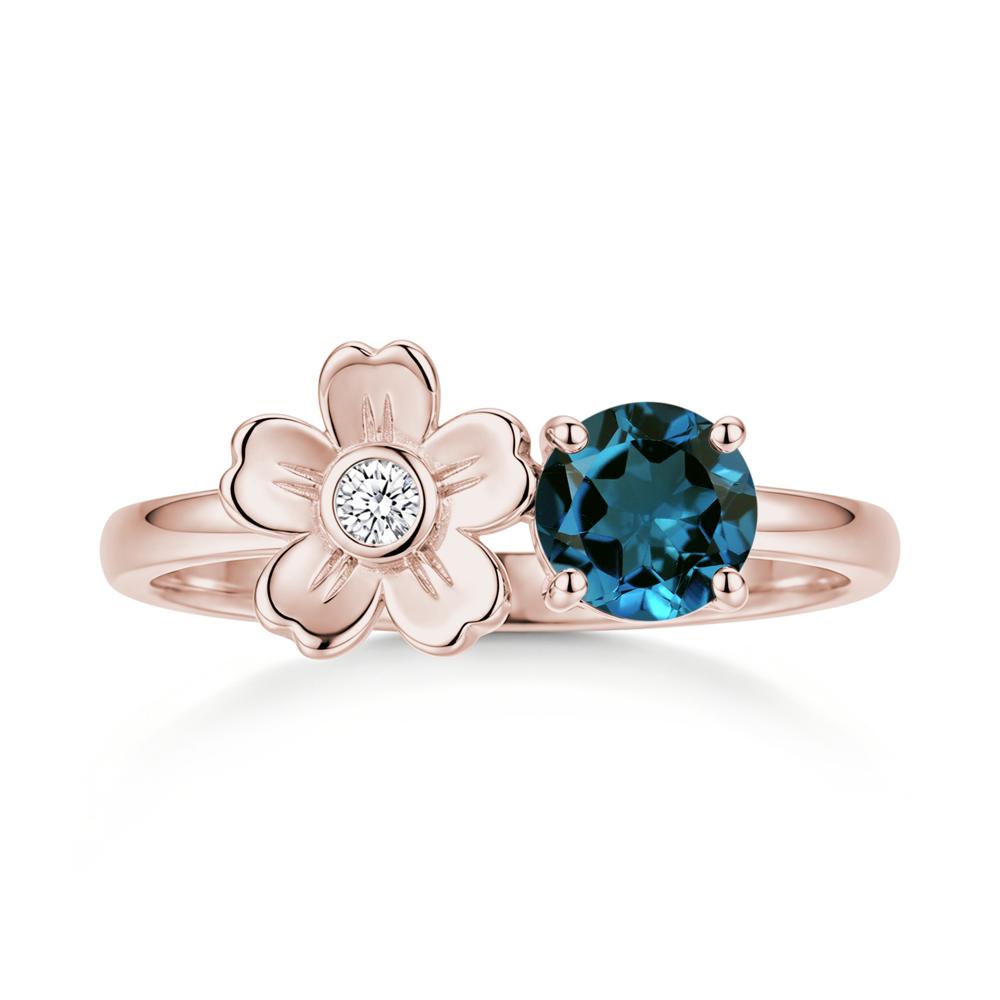 Round Shaped Morganite Flower Ring - LUO Jewelry #gemstone_London Blue Topaz