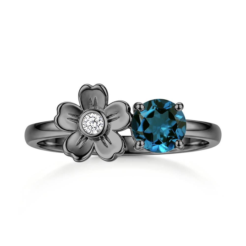Round Shaped Morganite Flower Ring - LUO Jewelry #gemstone_London Blue Topaz