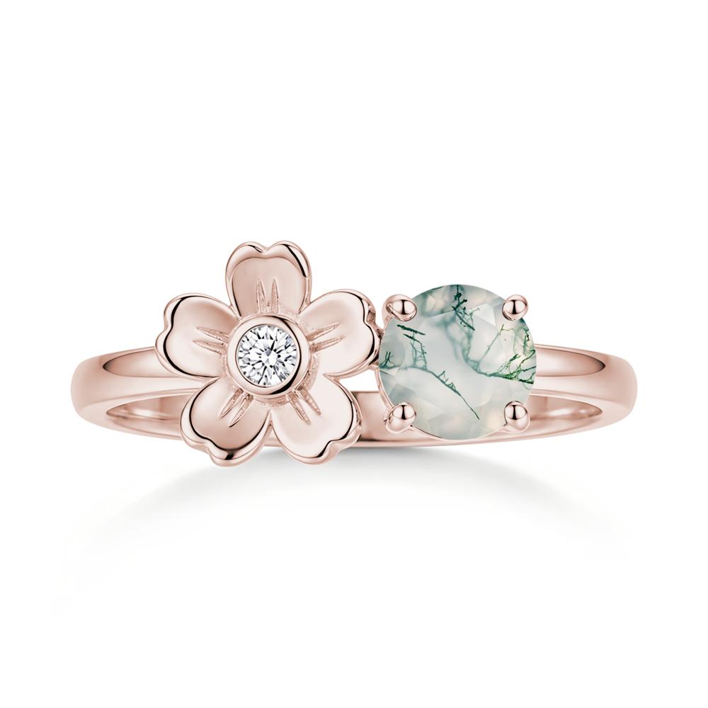 Round Shaped Morganite Flower Ring - LUO Jewelry #gemstone_Moss Agate