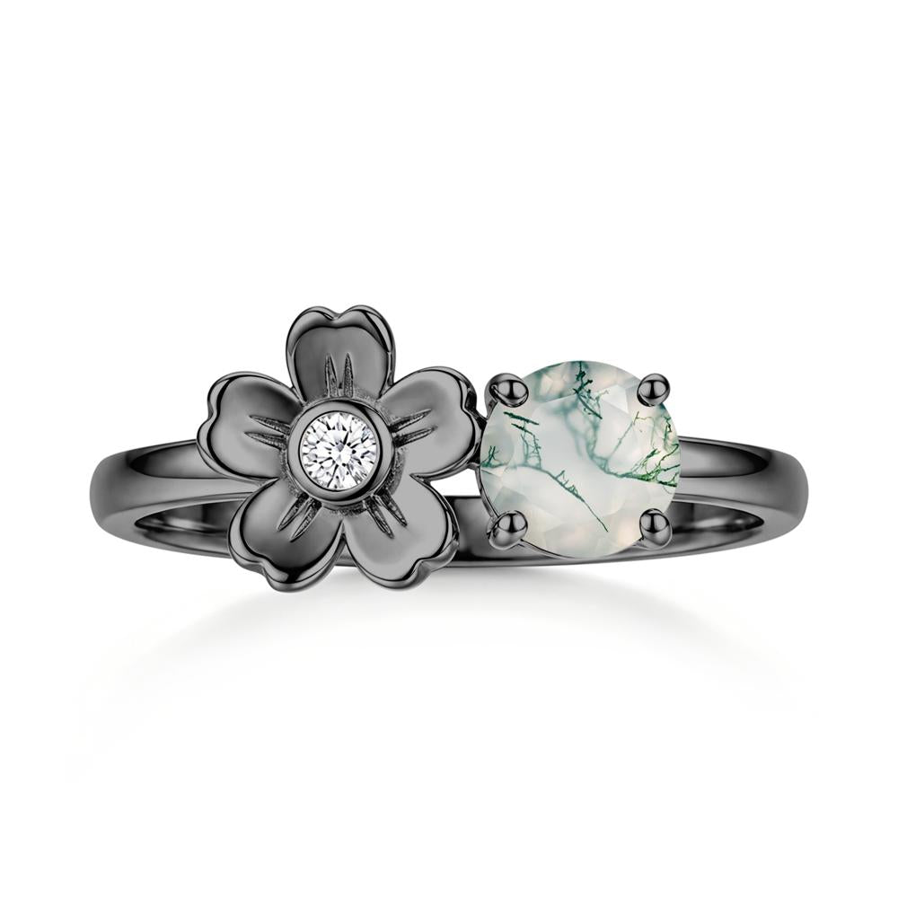 Round Shaped Morganite Flower Ring - LUO Jewelry #gemstone_Moss Agate