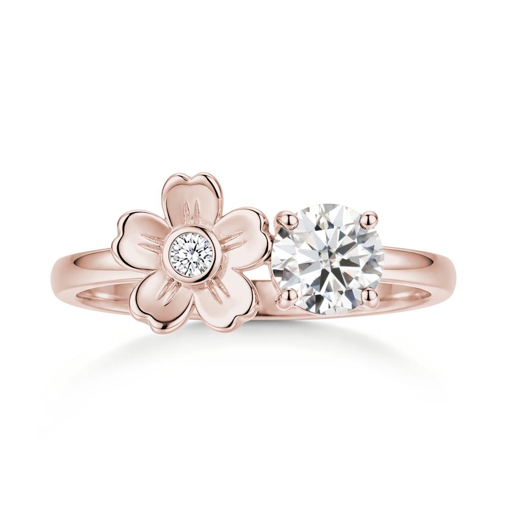 Round Shaped Morganite Flower Ring - LUO Jewelry #gemstone_Moissanite