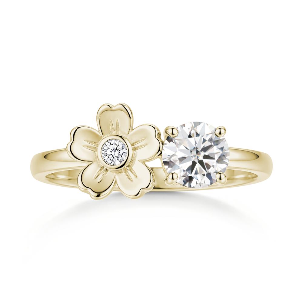 Round Shaped Morganite Flower Ring - LUO Jewelry #gemstone_Moissanite