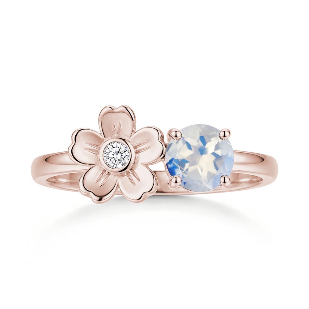 Round Shaped Morganite Flower Ring - LUO Jewelry #gemstone_Moonstone