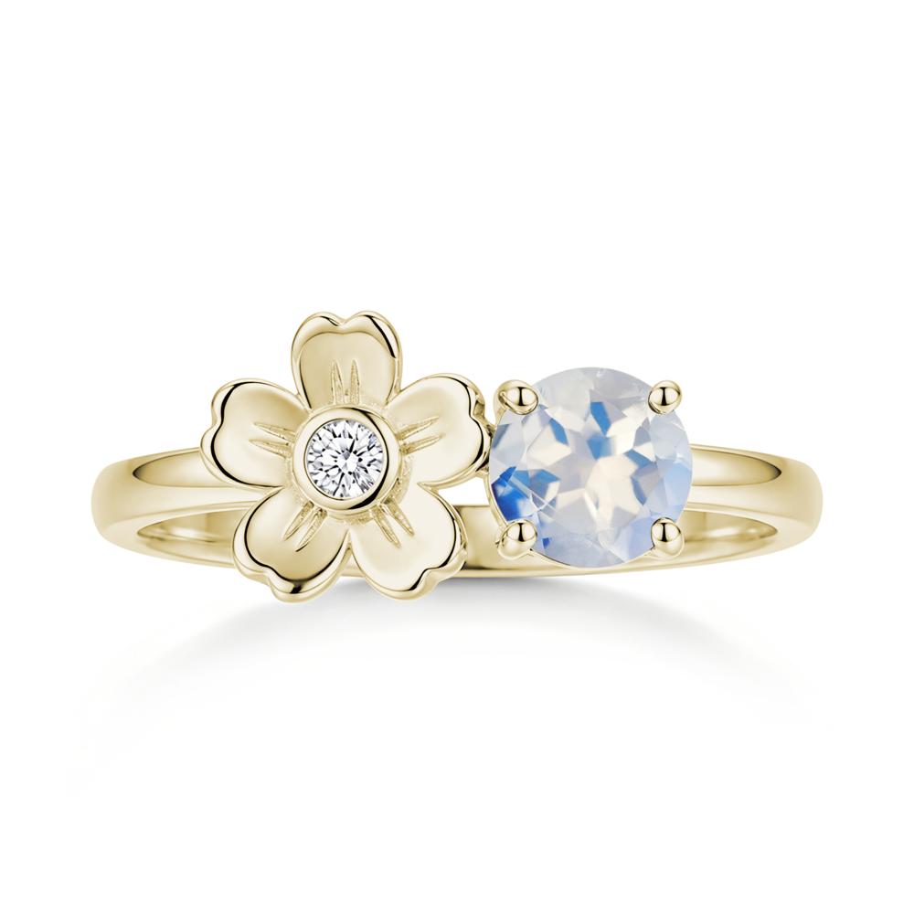Round Shaped Morganite Flower Ring - LUO Jewelry #gemstone_Moonstone