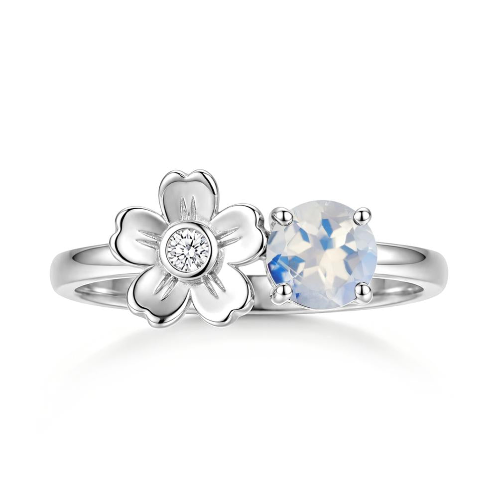 Round Shaped Morganite Flower Ring - LUO Jewelry #gemstone_Moonstone
