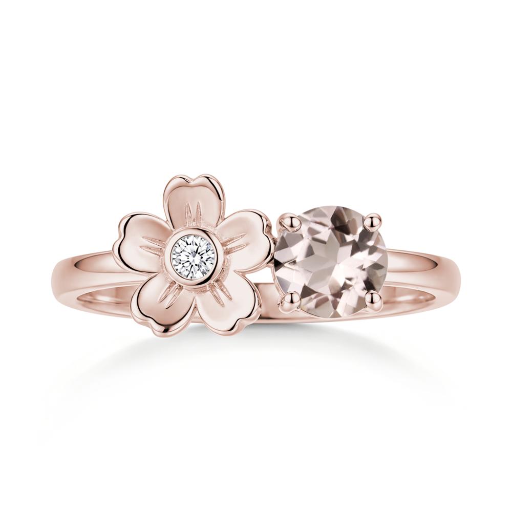 Round Shaped Morganite Flower Ring - LUO Jewelry #gemstone_Morganite