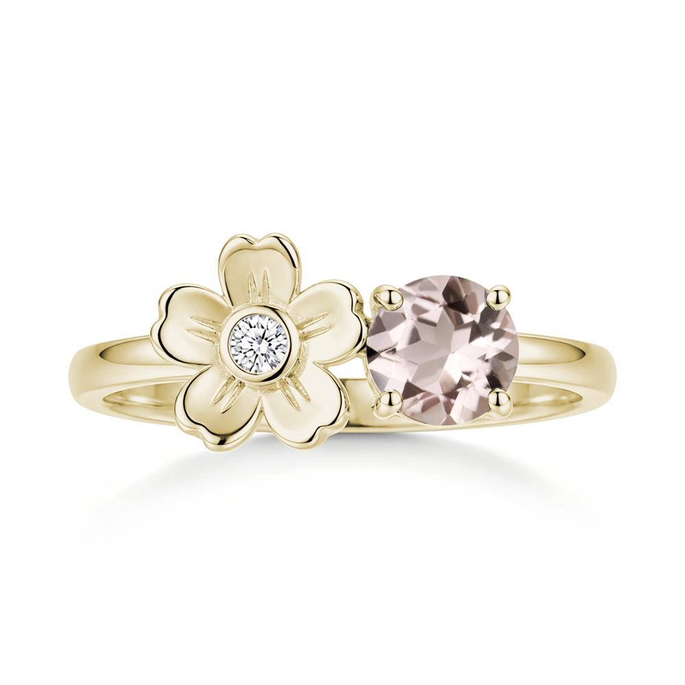 Round Shaped Morganite Flower Ring - LUO Jewelry #gemstone_Morganite