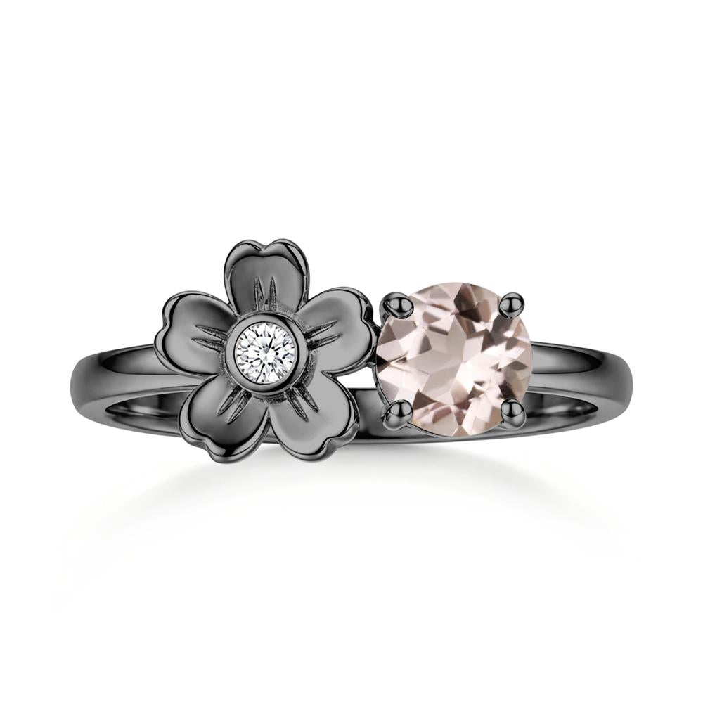Round Shaped Morganite Flower Ring - LUO Jewelry #gemstone_Morganite