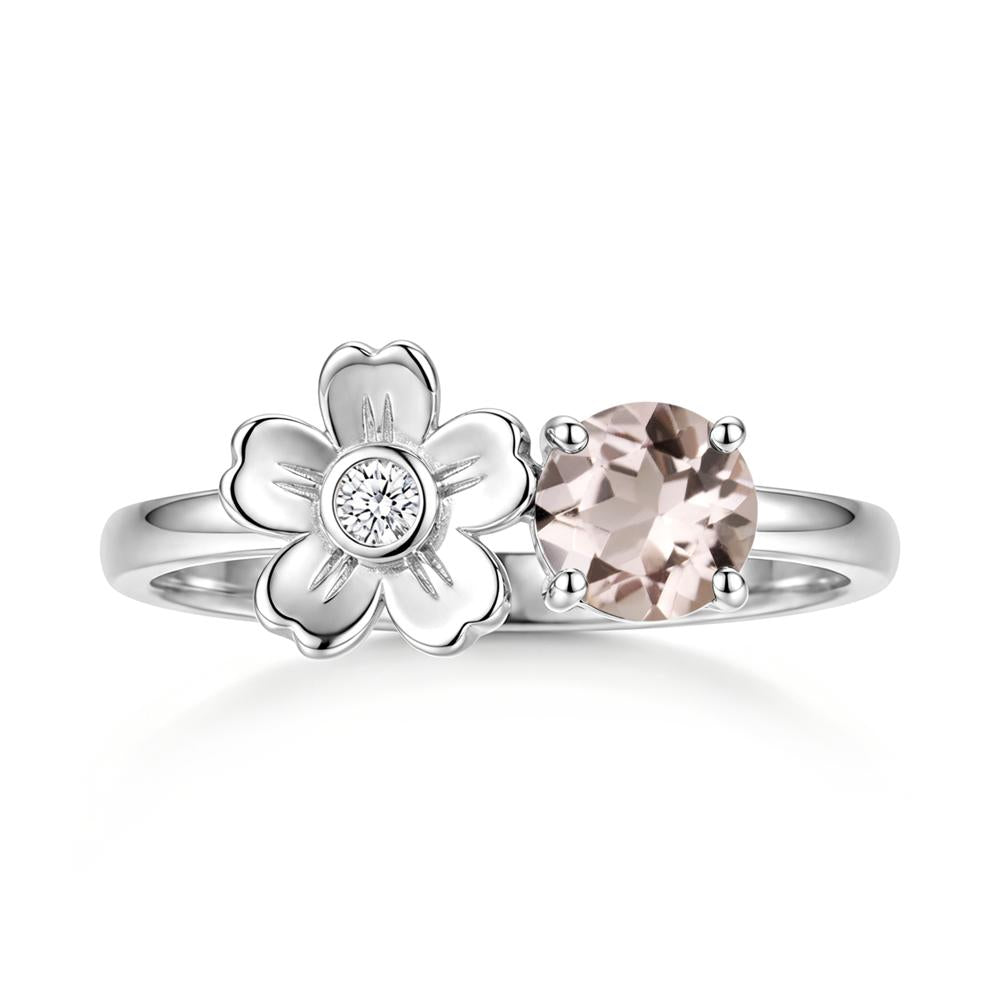 Round Shaped Morganite Flower Ring - LUO Jewelry #gemstone_Morganite