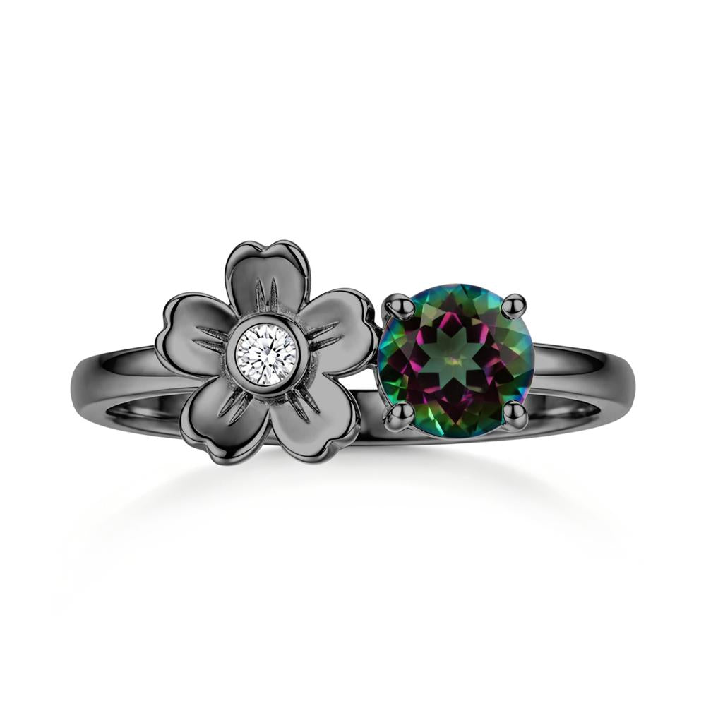 Round Shaped Morganite Flower Ring - LUO Jewelry #gemstone_Mystic Topaz