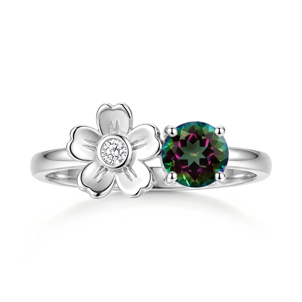 Round Shaped Morganite Flower Ring - LUO Jewelry #gemstone_Mystic Topaz