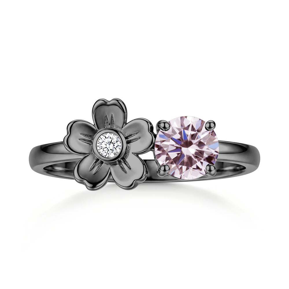 Round Shaped Morganite Flower Ring - LUO Jewelry #gemstone_Pink Cubic Zirconia