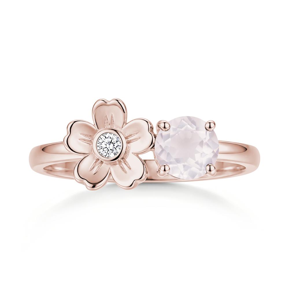 Round Shaped Morganite Flower Ring - LUO Jewelry #gemstone_Rose Quartz