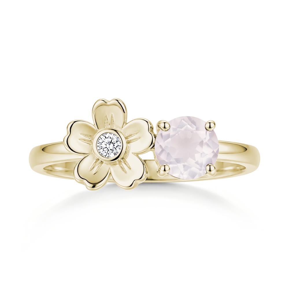 Round Shaped Morganite Flower Ring - LUO Jewelry #gemstone_Rose Quartz