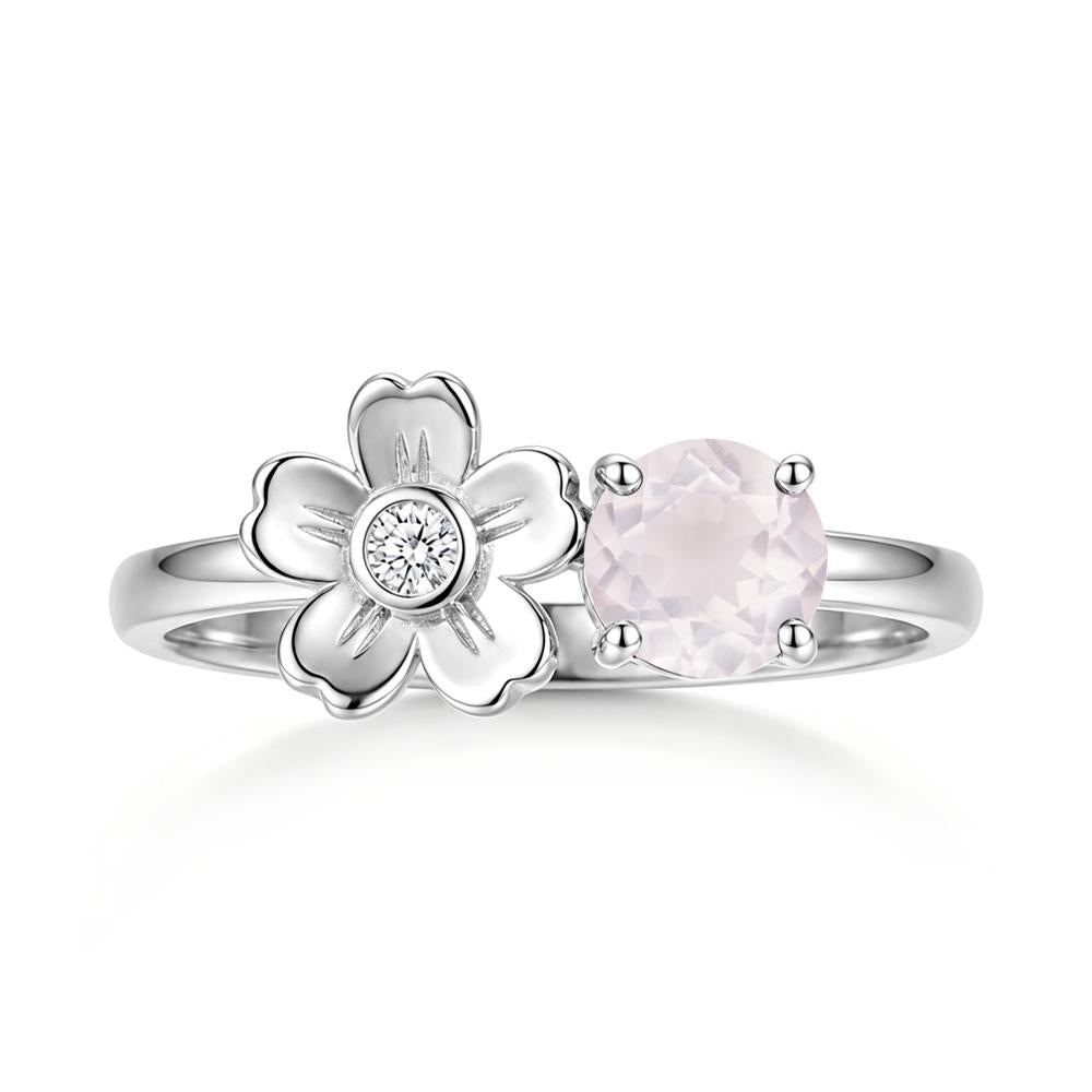 Round Shaped Morganite Flower Ring - LUO Jewelry #gemstone_Rose Quartz