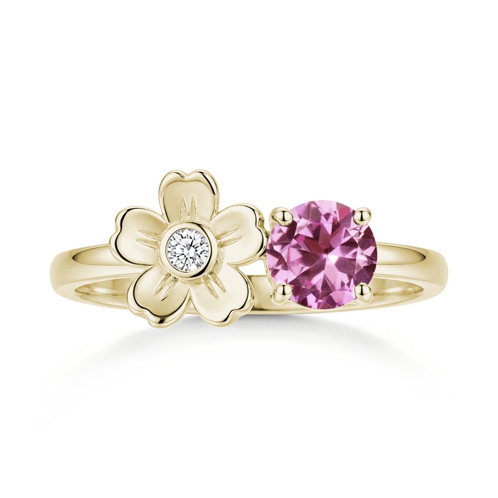 Round Shaped Morganite Flower Ring - LUO Jewelry #gemstone_Pink Sapphire