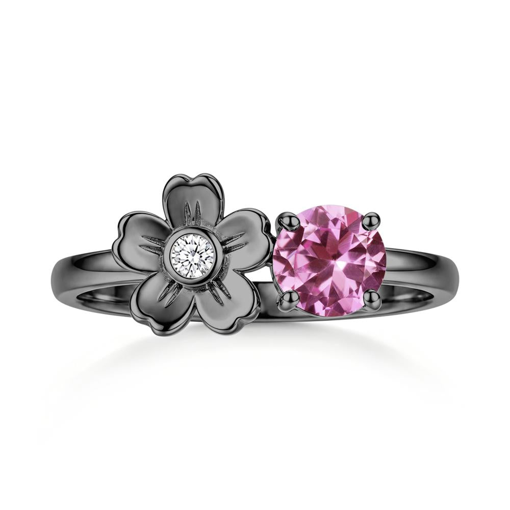 Round Shaped Morganite Flower Ring - LUO Jewelry #gemstone_Pink Sapphire