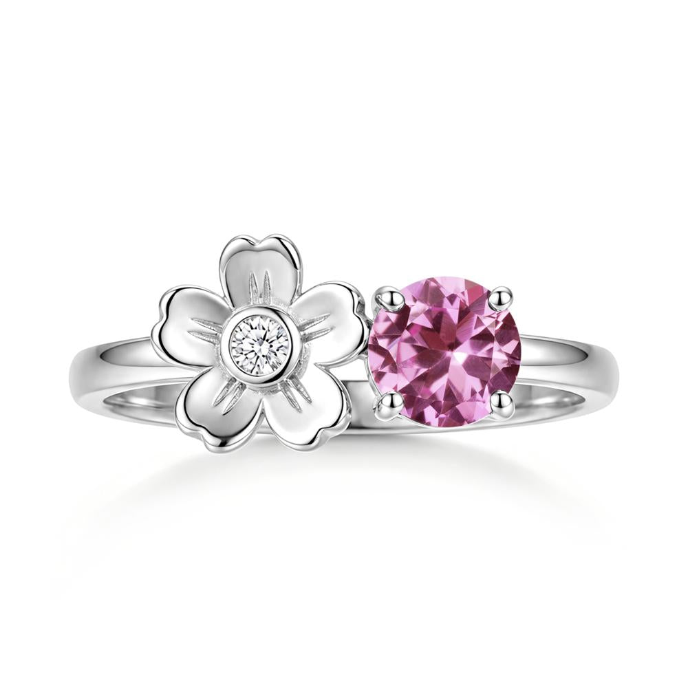 Round Shaped Morganite Flower Ring - LUO Jewelry #gemstone_Pink Sapphire