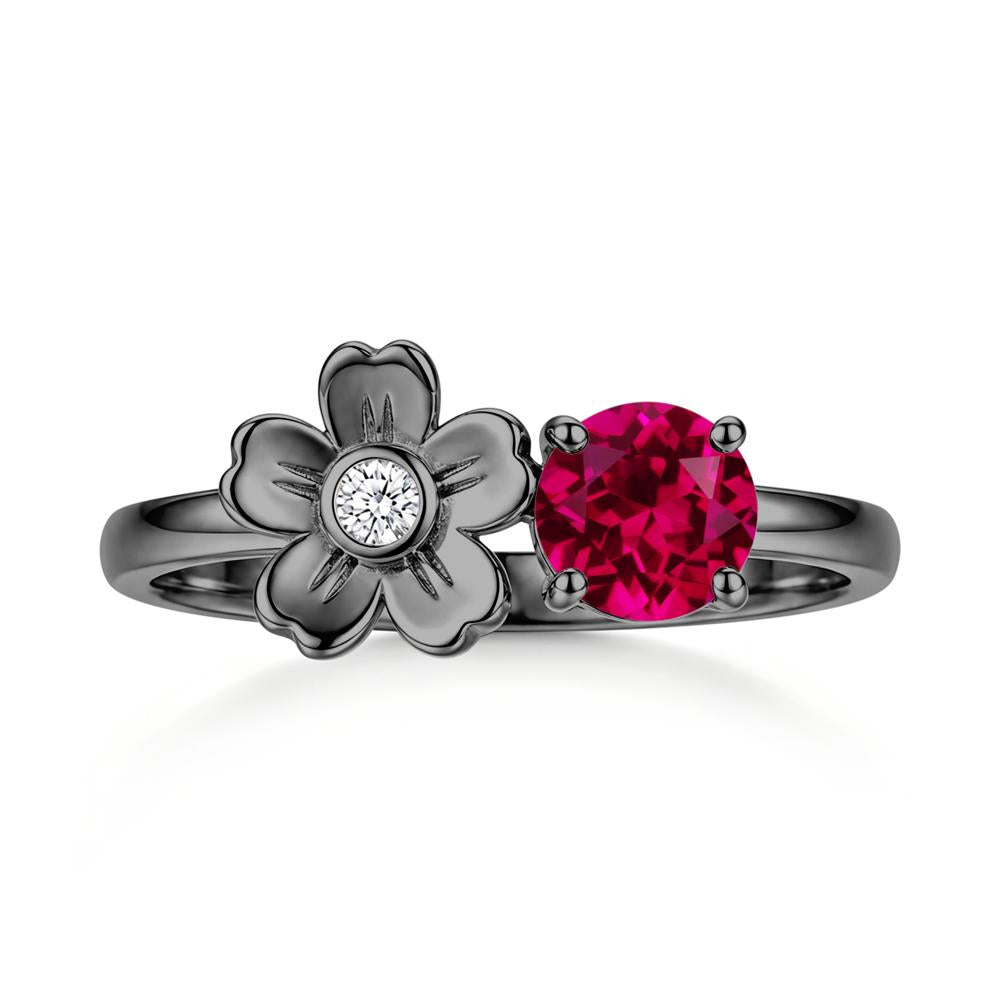 Round Shaped Morganite Flower Ring - LUO Jewelry #gemstone_Ruby