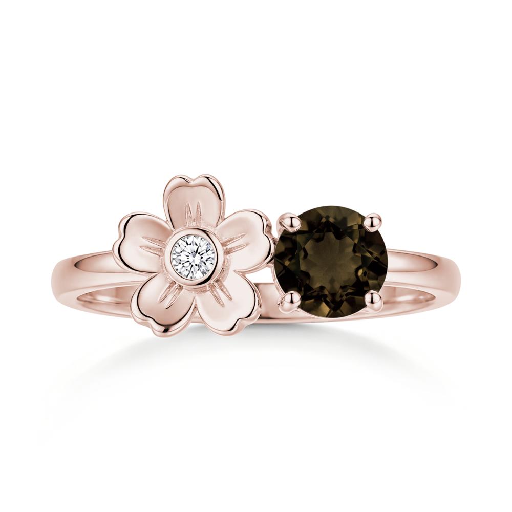Round Shaped Morganite Flower Ring - LUO Jewelry #gemstone_Smoky Quartz