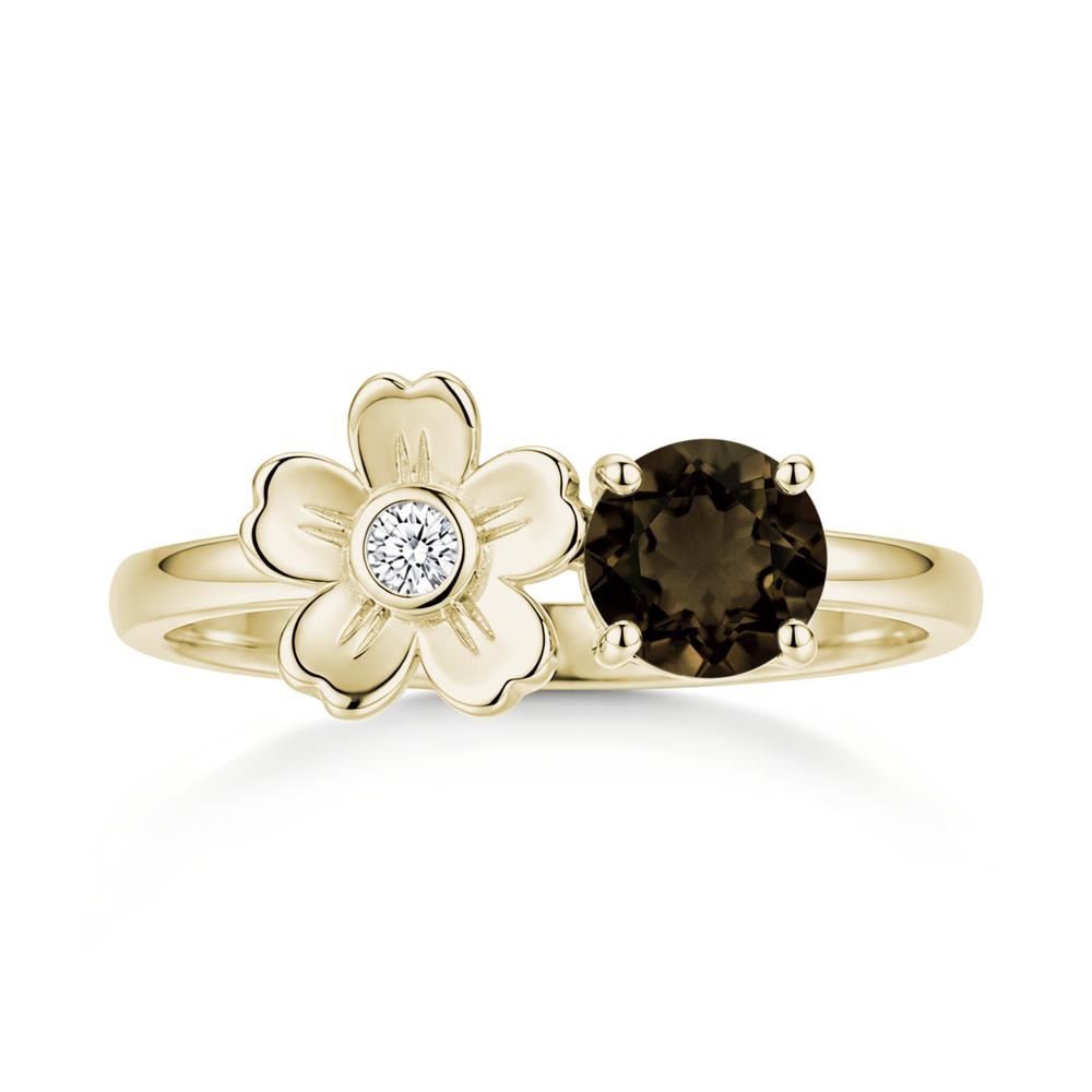 Round Shaped Morganite Flower Ring - LUO Jewelry #gemstone_Smoky Quartz