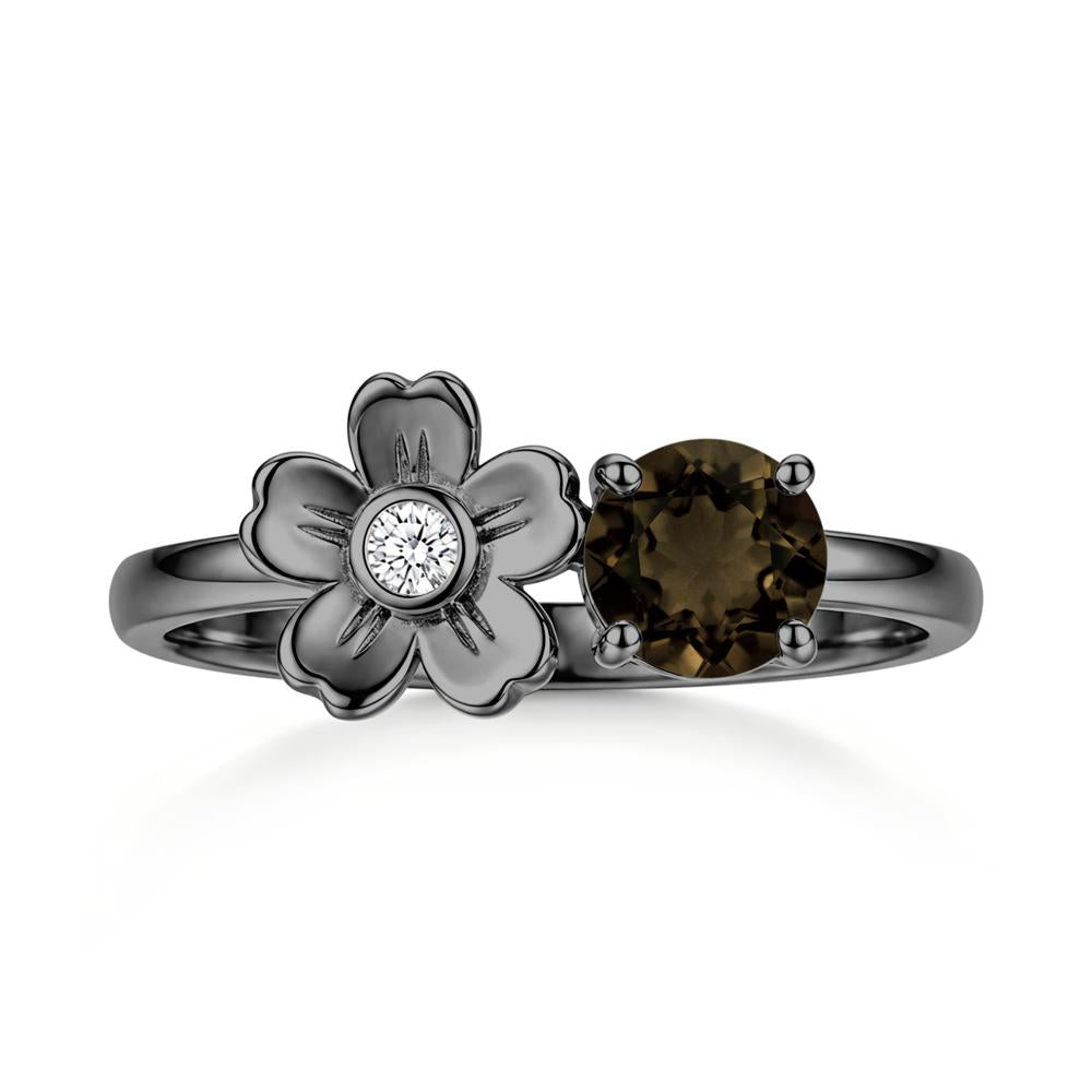 Round Shaped Morganite Flower Ring - LUO Jewelry #gemstone_Smoky Quartz