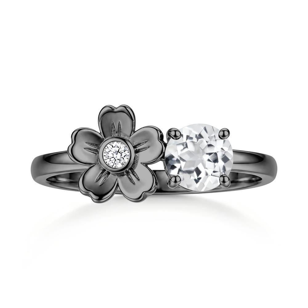 Round Shaped Morganite Flower Ring - LUO Jewelry #gemstone_White Topaz