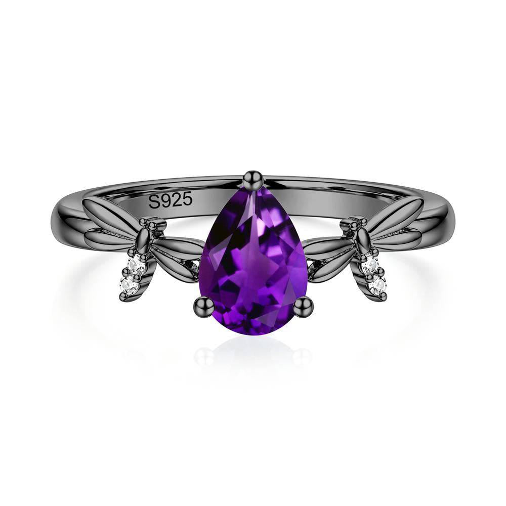 Pear Cut London Blue Topaz Dragonfly Ring - LUO Jewelry #gemstone_Amethyst