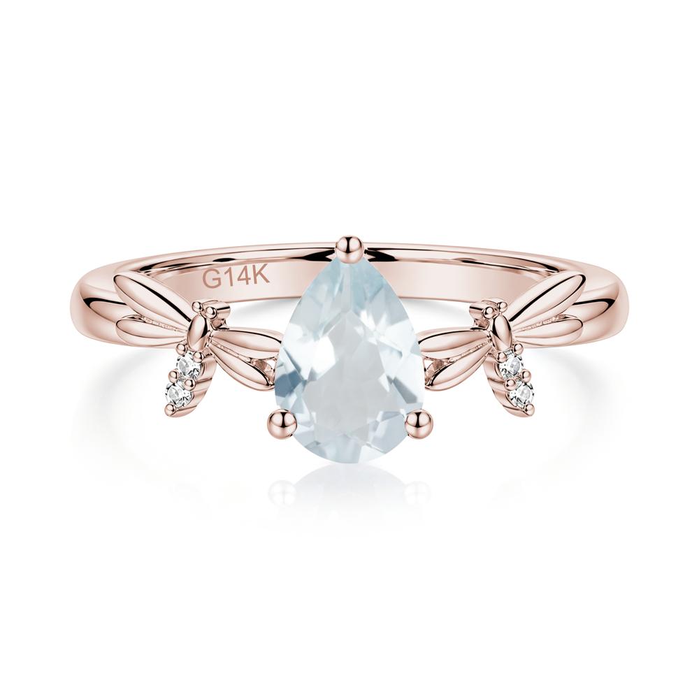 Pear Cut London Blue Topaz Dragonfly Ring - LUO Jewelry #gemstone_Aquamarine