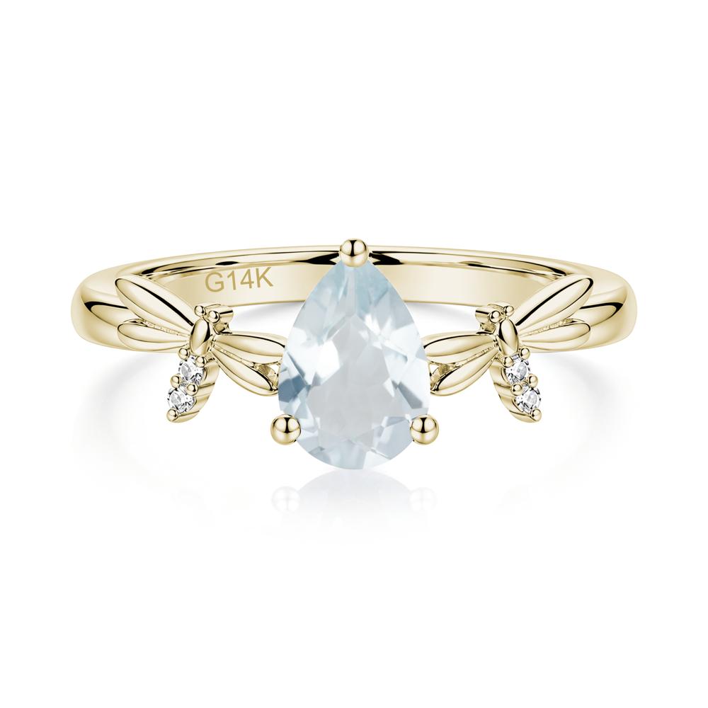 Pear Cut London Blue Topaz Dragonfly Ring - LUO Jewelry #gemstone_Aquamarine