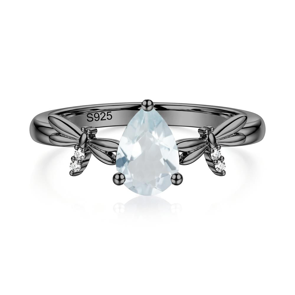Pear Cut London Blue Topaz Dragonfly Ring - LUO Jewelry #gemstone_Aquamarine