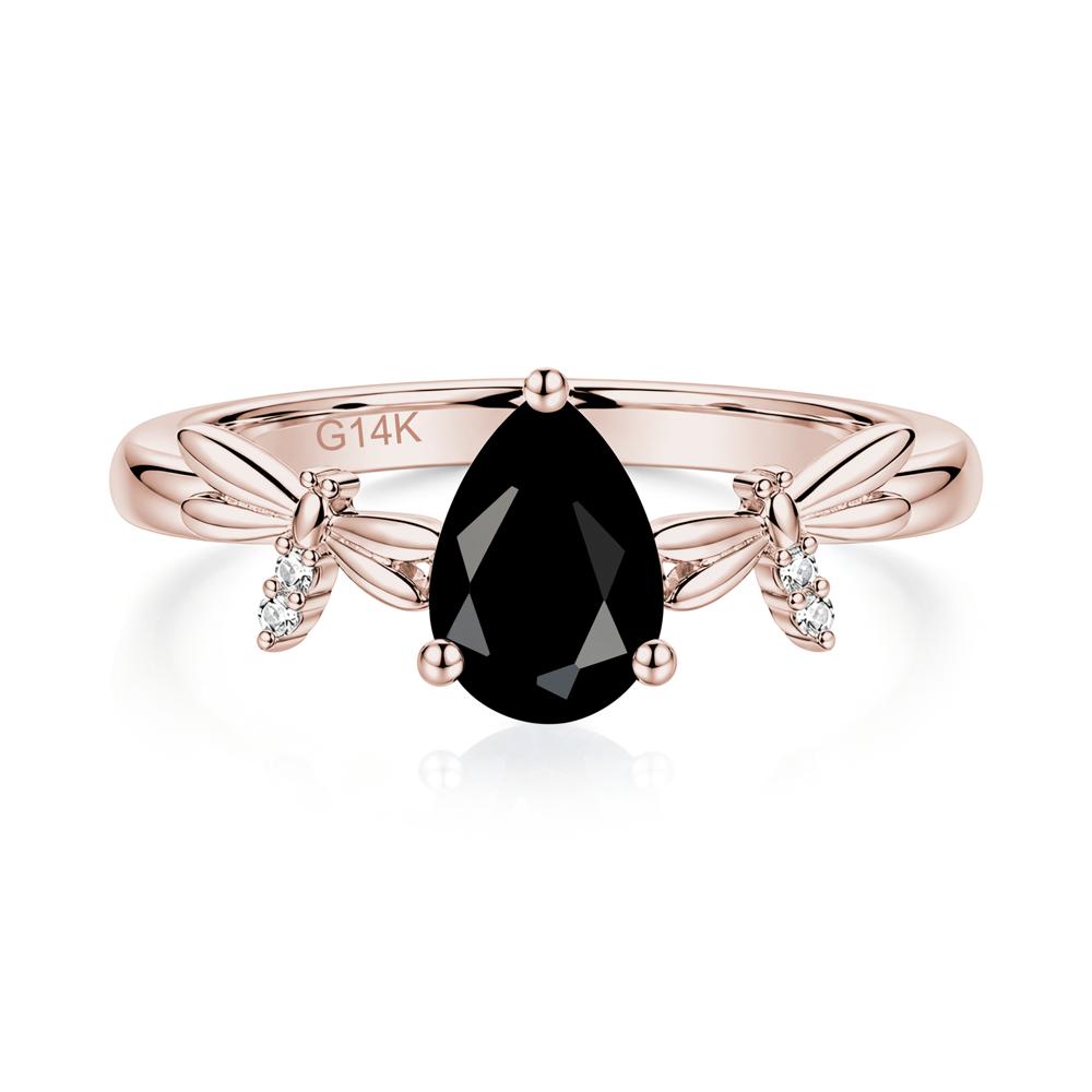 Pear Cut London Blue Topaz Dragonfly Ring - LUO Jewelry #gemstone_Black Spinel