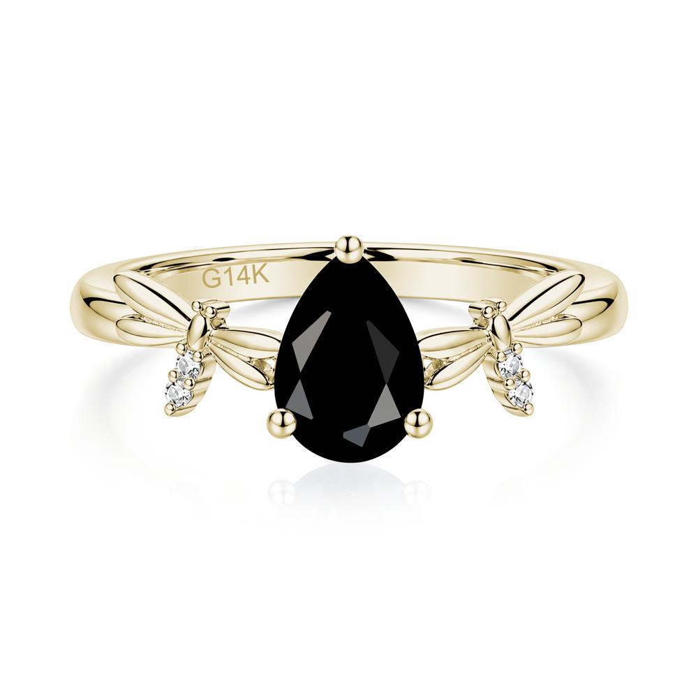 Pear Cut London Blue Topaz Dragonfly Ring - LUO Jewelry #gemstone_Black Spinel