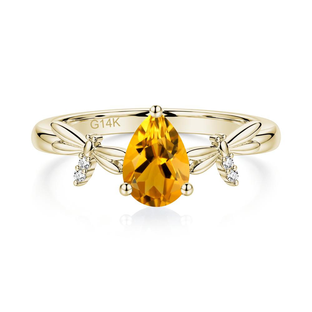 Pear Cut London Blue Topaz Dragonfly Ring - LUO Jewelry #gemstone_Citrine