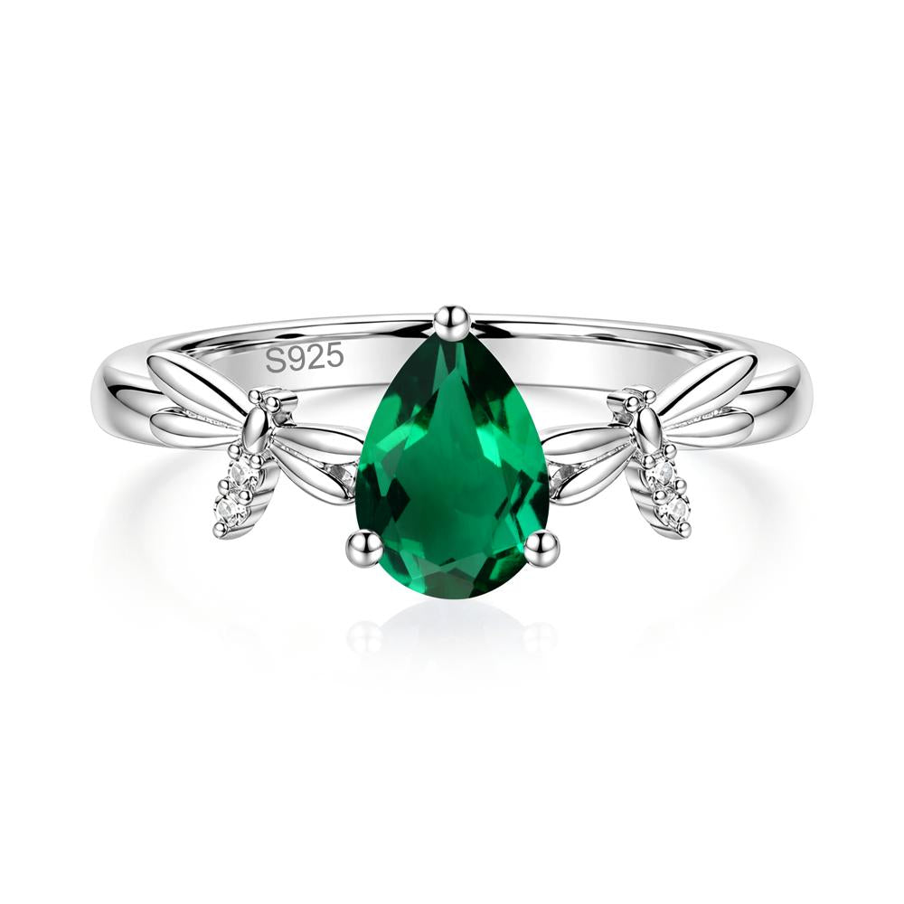 Pear Cut London Blue Topaz Dragonfly Ring - LUO Jewelry #gemstone_Emerald