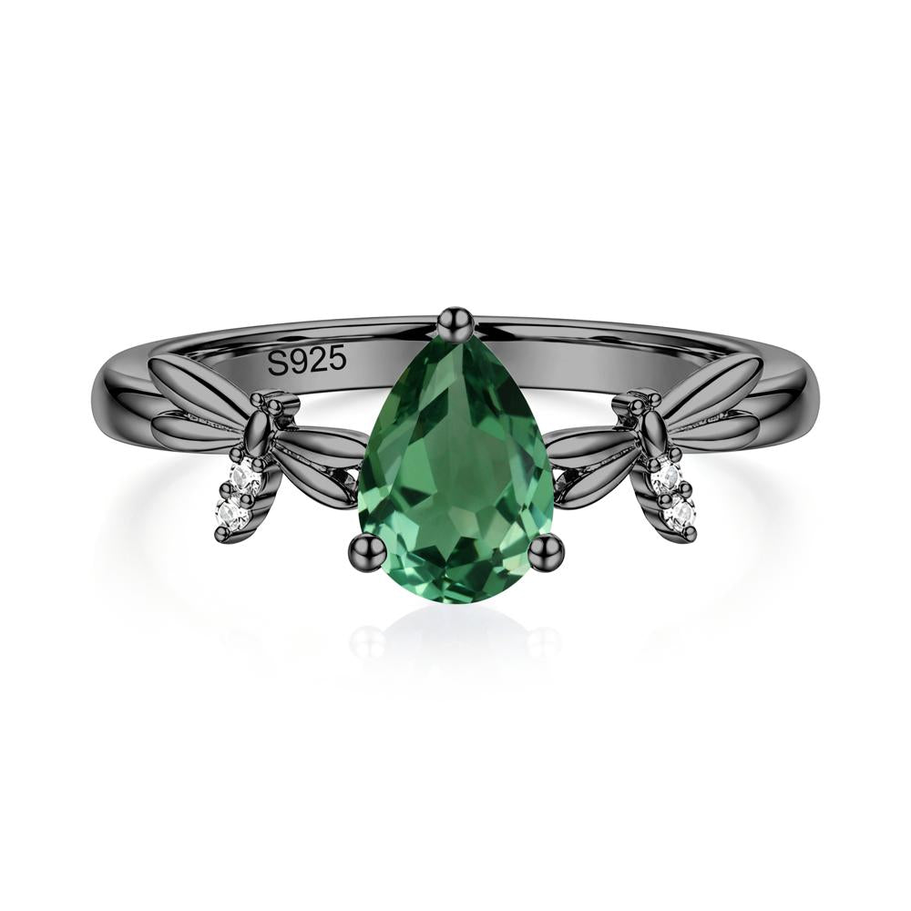 Pear Cut London Blue Topaz Dragonfly Ring - LUO Jewelry #gemstone_Green Sapphire