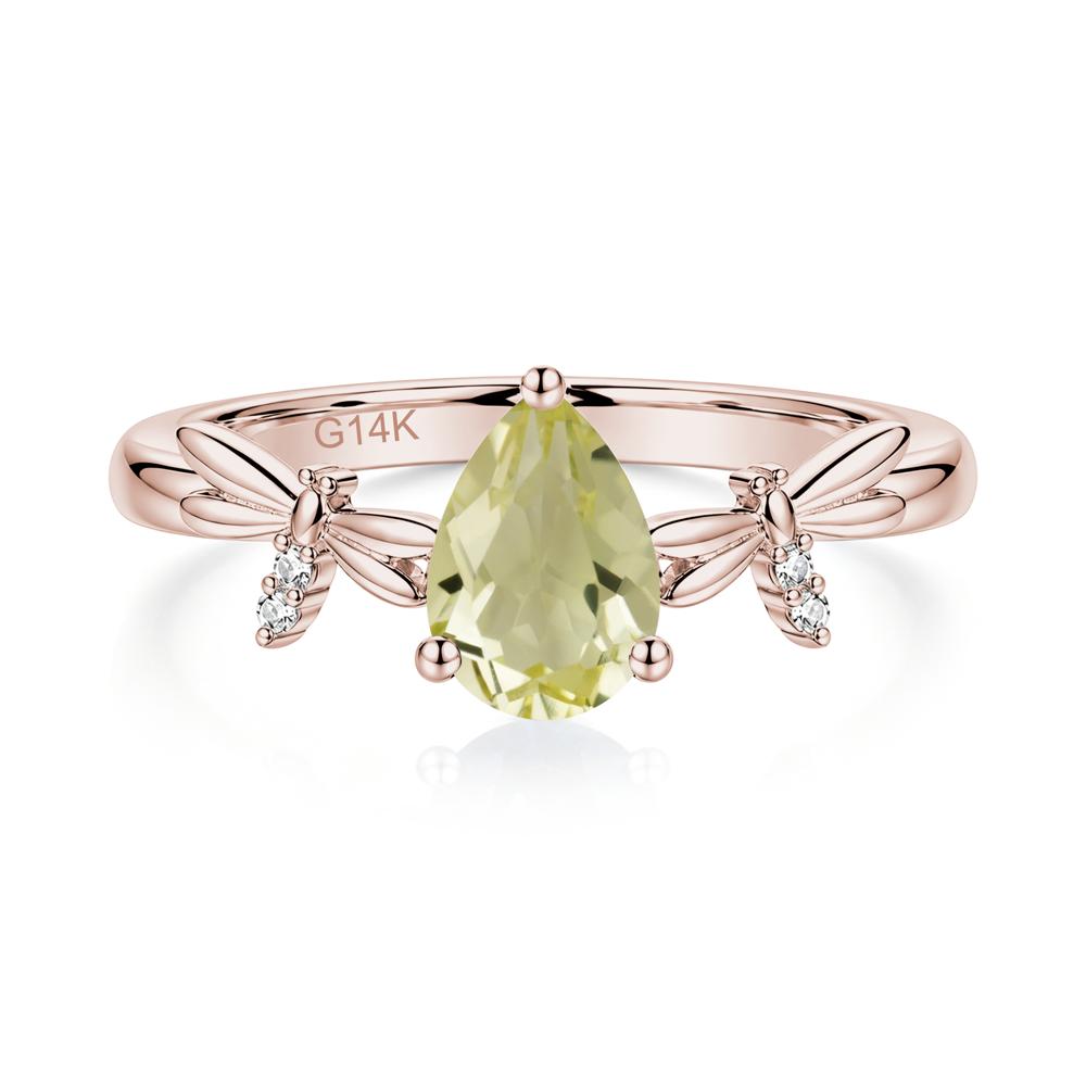 Pear Cut London Blue Topaz Dragonfly Ring - LUO Jewelry #gemstone_Lemon Quartz