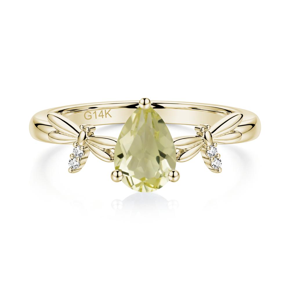 Pear Cut London Blue Topaz Dragonfly Ring - LUO Jewelry #gemstone_Lemon Quartz