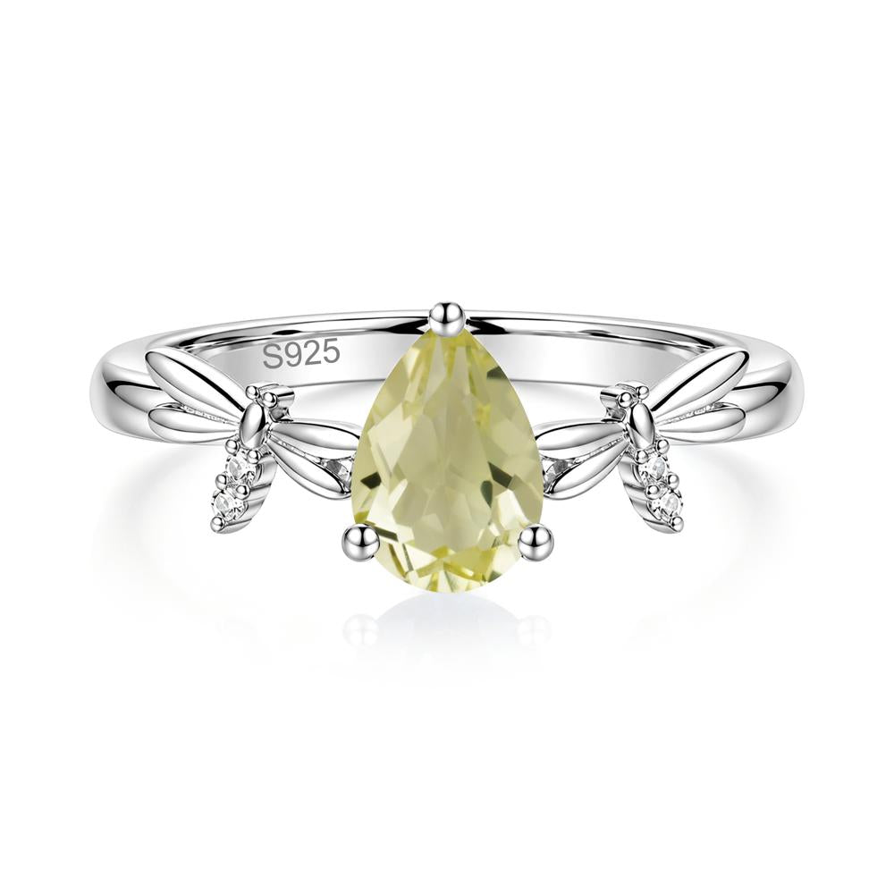 Pear Cut London Blue Topaz Dragonfly Ring - LUO Jewelry #gemstone_Lemon Quartz