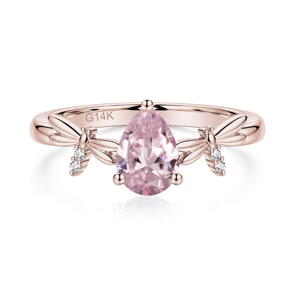 Pear Cut London Blue Topaz Dragonfly Ring - LUO Jewelry #gemstone_Pink Cubic Zirconia