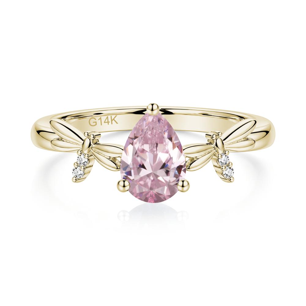 Pear Cut London Blue Topaz Dragonfly Ring - LUO Jewelry #gemstone_Pink Cubic Zirconia