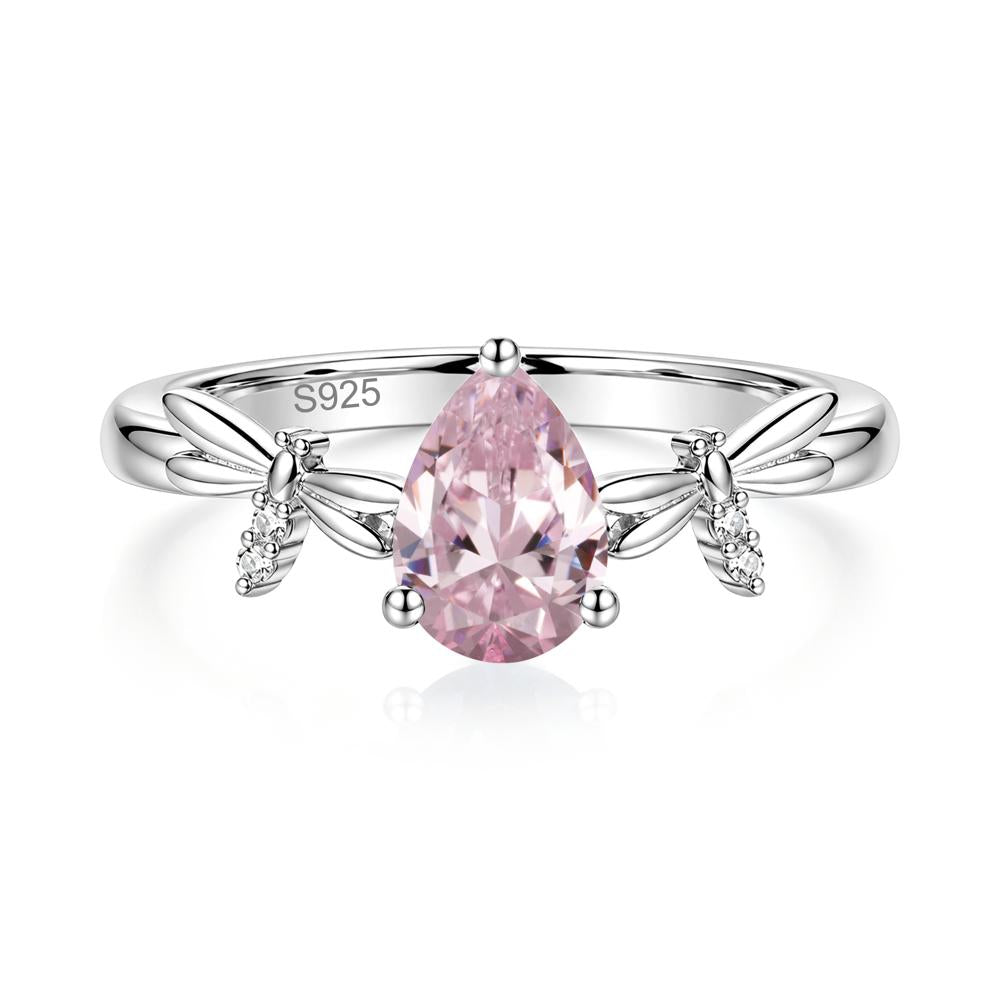 Pear Cut London Blue Topaz Dragonfly Ring - LUO Jewelry #gemstone_Pink Cubic Zirconia