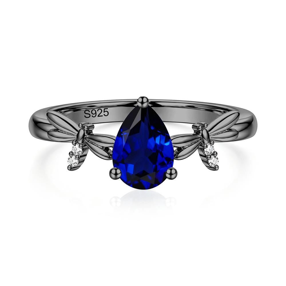 Pear Cut London Blue Topaz Dragonfly Ring - LUO Jewelry #gemstone_Sapphire
