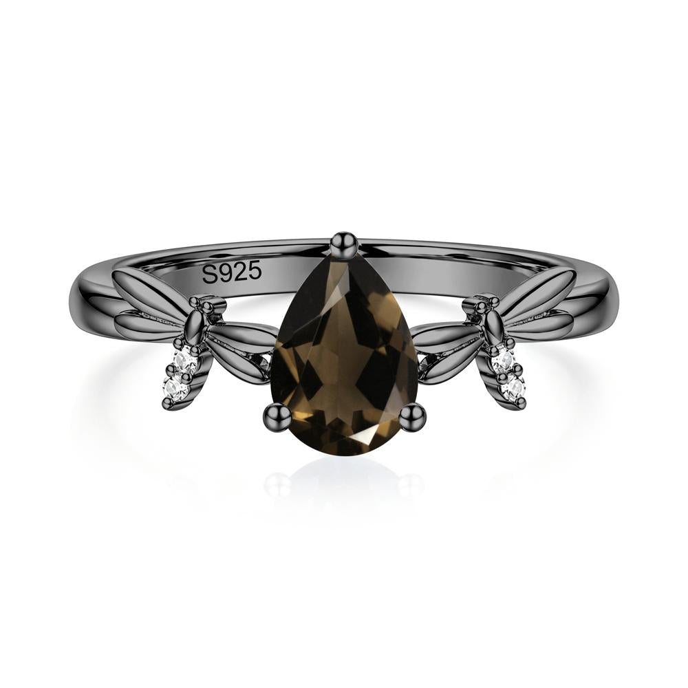 Pear Cut London Blue Topaz Dragonfly Ring - LUO Jewelry #gemstone_Smoky Quartz