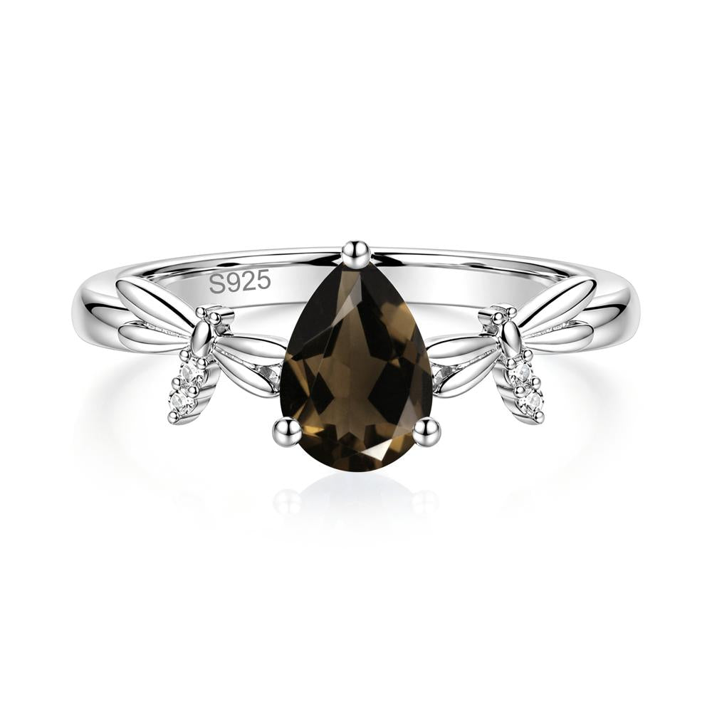 Pear Cut London Blue Topaz Dragonfly Ring - LUO Jewelry #gemstone_Smoky Quartz