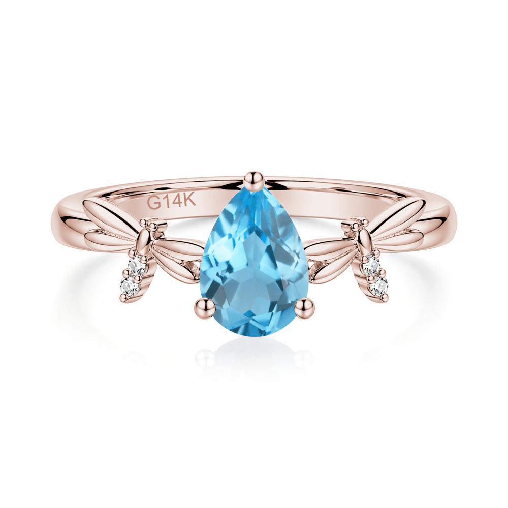 Pear Cut London Blue Topaz Dragonfly Ring - LUO Jewelry #gemstone_Swiss Blue Topaz