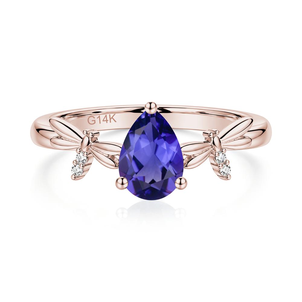 Pear Cut London Blue Topaz Dragonfly Ring - LUO Jewelry #gemstone_Tanzanite