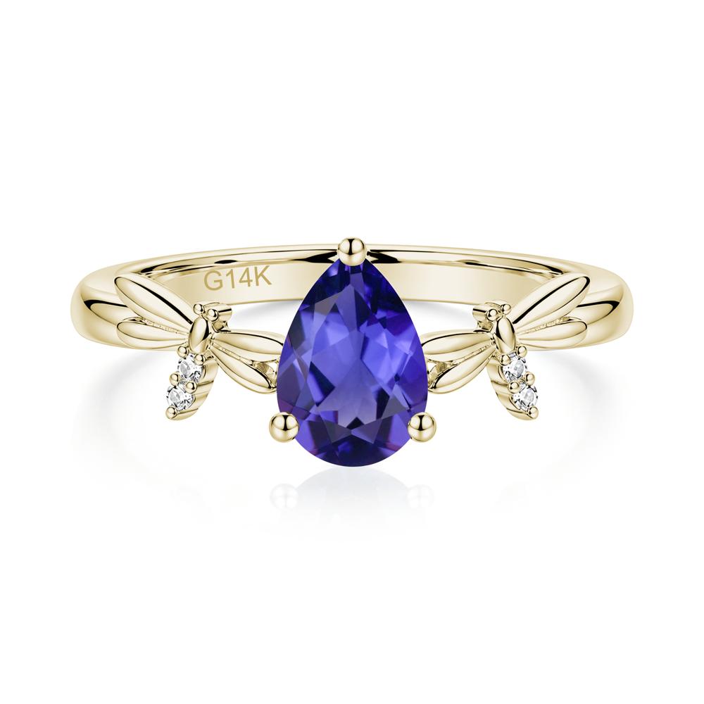 Pear Cut London Blue Topaz Dragonfly Ring - LUO Jewelry #gemstone_Tanzanite
