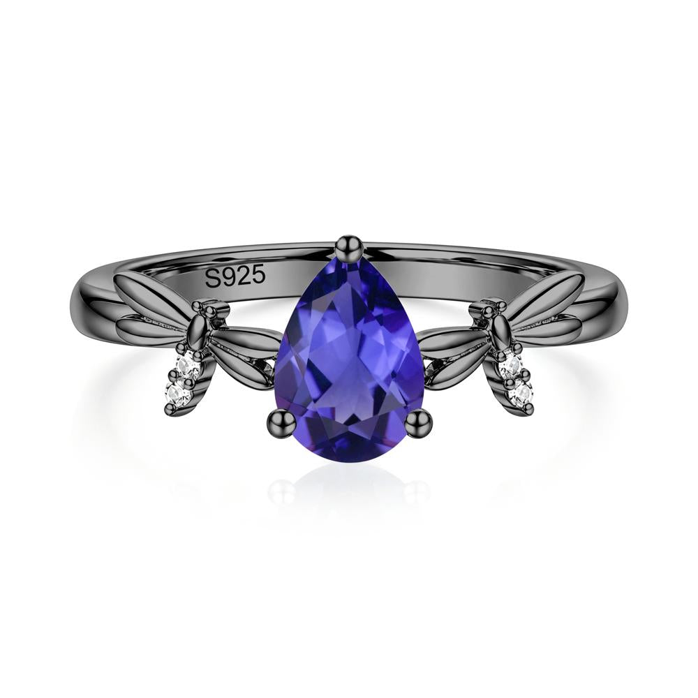 Pear Cut London Blue Topaz Dragonfly Ring - LUO Jewelry #gemstone_Tanzanite